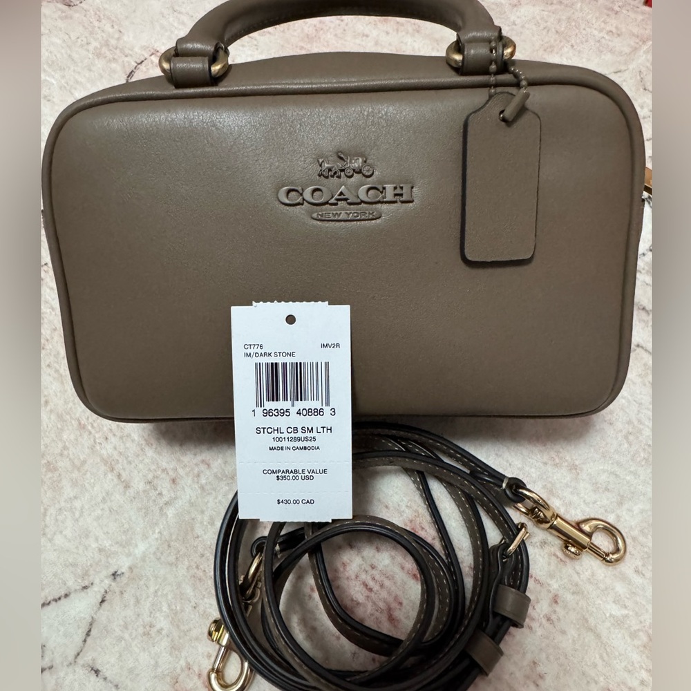 Coach Women's Dark Stone Leather Satchel Crossbody Bag